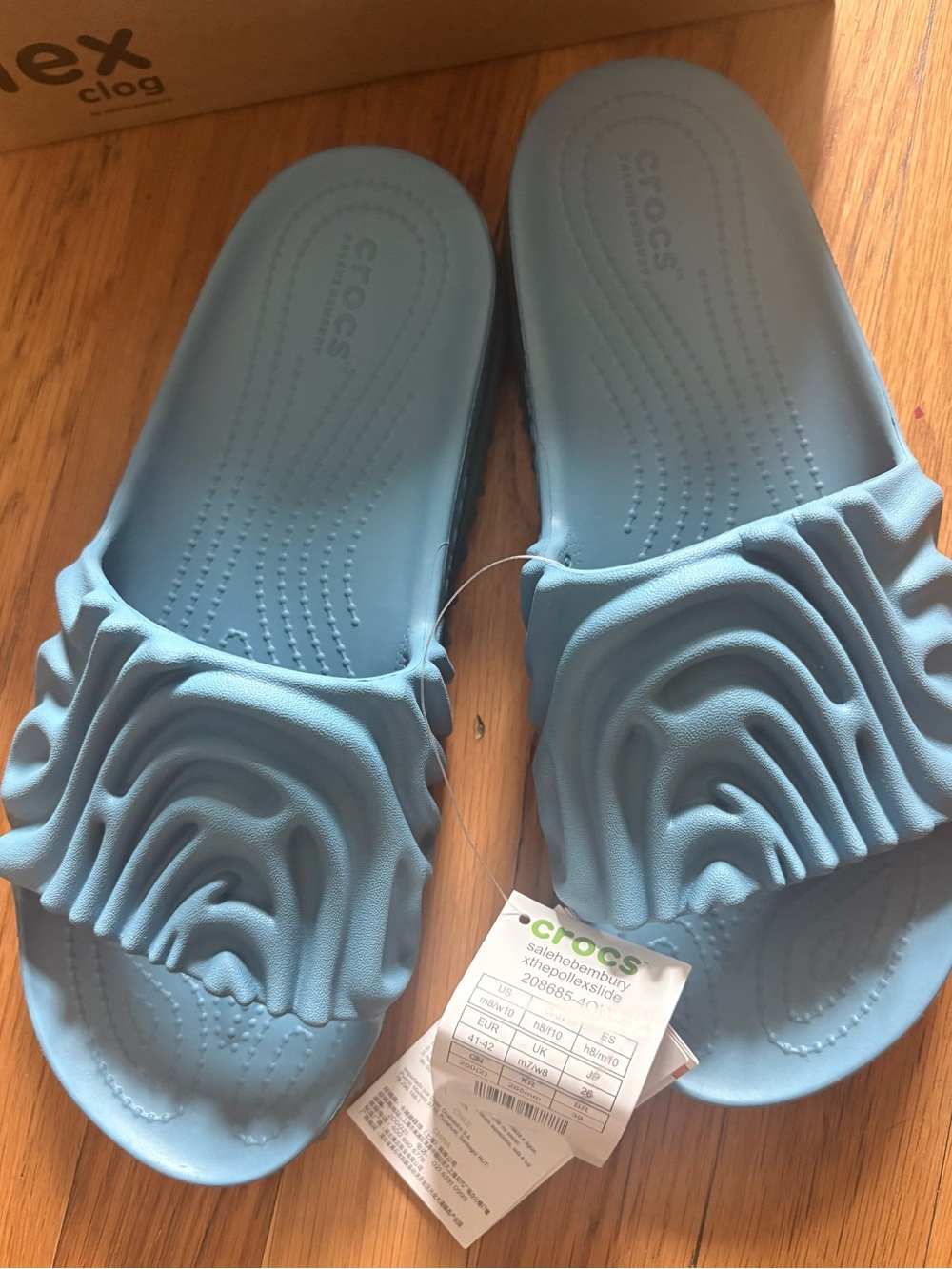 CROCS Light Blue Ruffle Slide Sandals